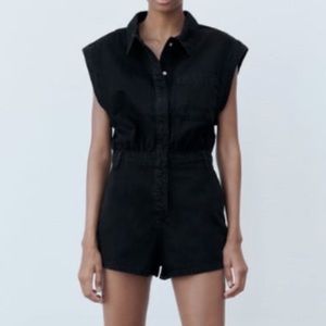 *24H Sale* Zara Denim Jumpsuit Romper Black XL